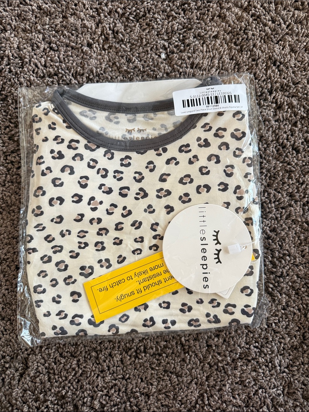 NWT Little Sleepies luxe leopard short sleeves pajama set - 2T